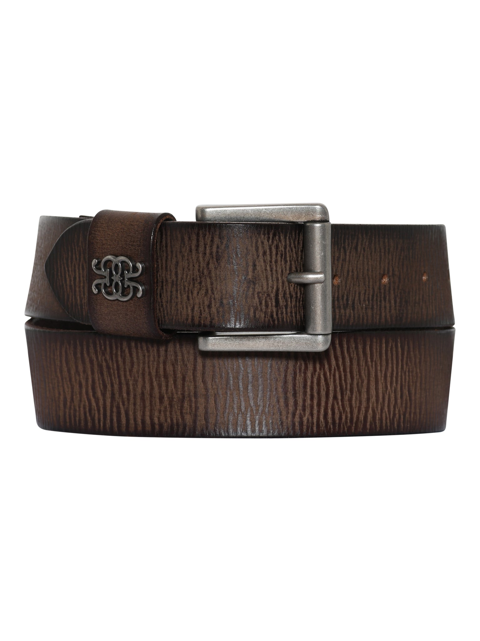 Gustav Crystal Leather Belt in Brown Leather 54902