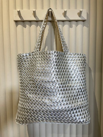 Woven Reversible Bag Gold and Silver