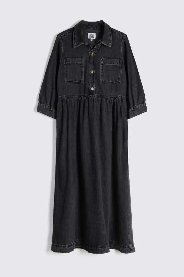 Eleven Loves Daphne Dress in Black Denim