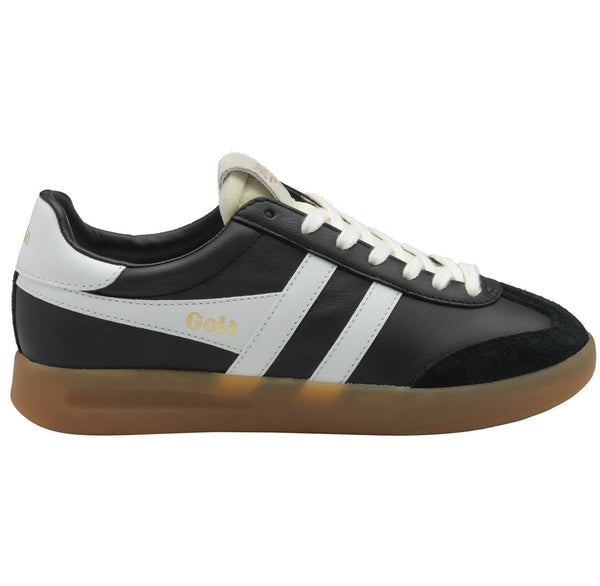 Gola Cyclone Leather Trainer in Black White Gum