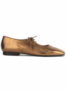 Dansi Tie Front Ballet Shoe in Bronze Leather