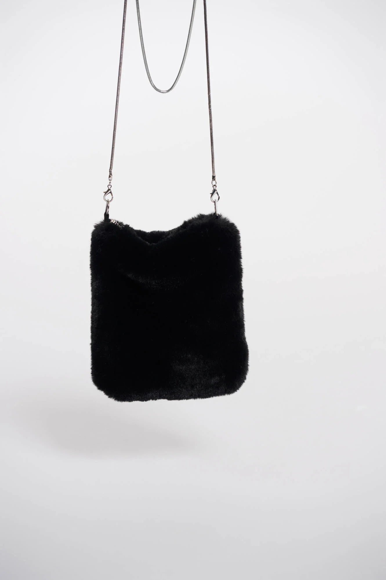 Rino & Pelle Doxy Small Faux Fur Shoulder Bag in Black