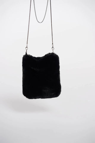 Rino & Pelle Doxy Small Faux Fur Shoulder Bag in Black