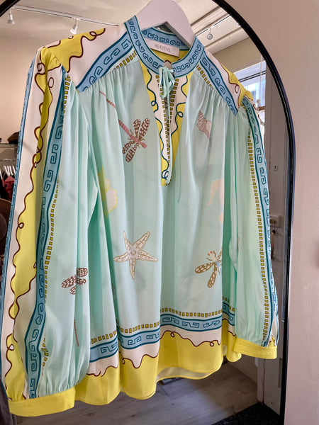 Herzens Blouse in Turquoise Yellow 6095