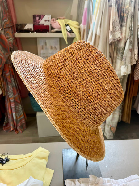 Seeberger Raffia Crochet Fedora in Sand/Linen