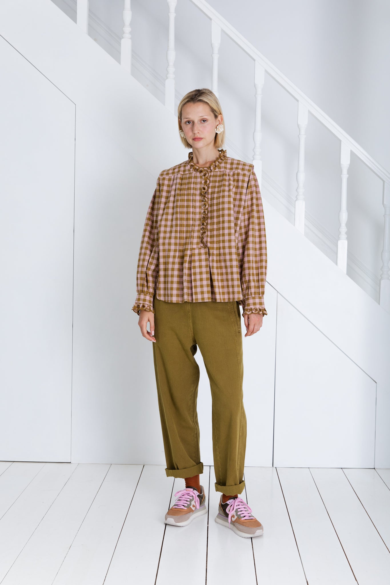 Bonté Etienne Shirt in Blush and Olive