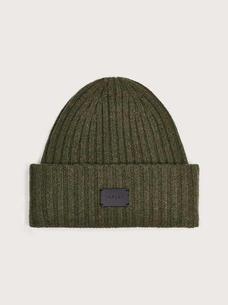Varley Elva Chunky Rib Beanie in Mid Olive Marl