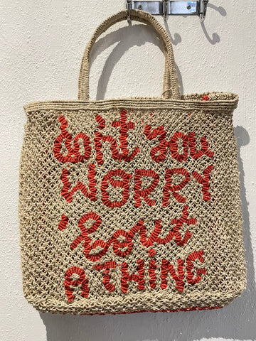 The Jacksons Don't You Worry Large Jute Bag in Natural