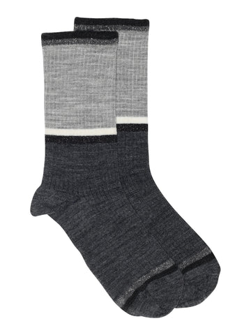 Gustav Fenia Long Wool Ribbed Socks in Grey 54912