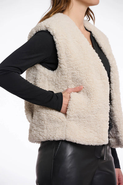 Rino & Pelle Frencie Cropped Teddy Waistcoat in Birch