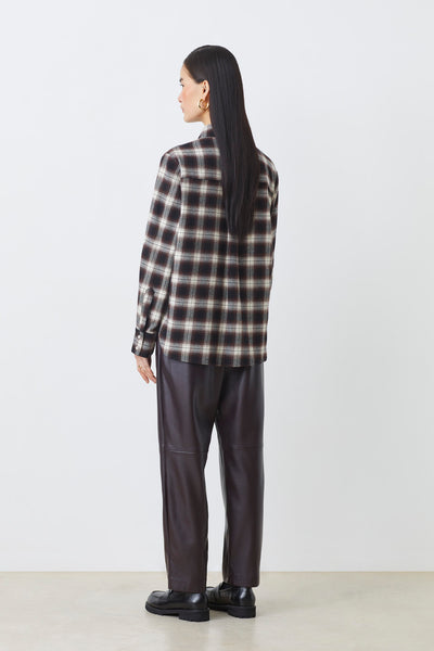 Suncoo Joe Faux Leather Trousers in Prune H25C04253