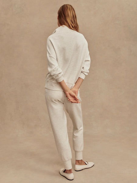 Varley Hawley Half Zip Sweat in Ivory Marl