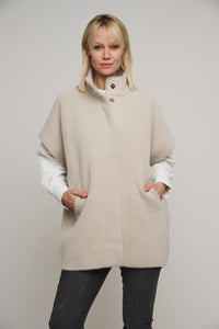 Rino & Pelle Helen Short Sleeve Cape in Stone