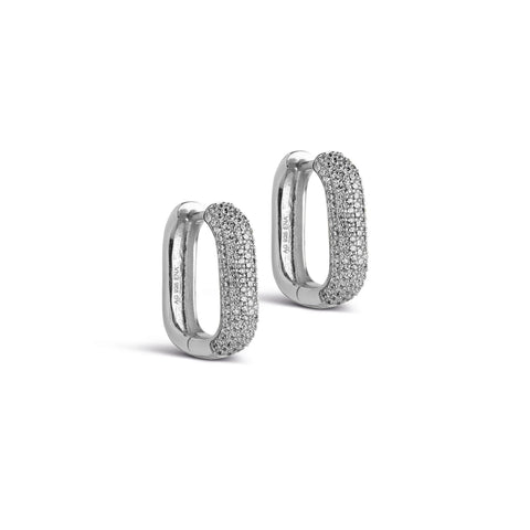 Enamel Copenhagen Hoop Earrings, Sparkle, Square Silver 18mm