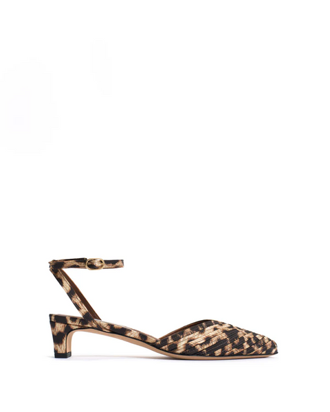 Anonymous Copenhagen Givia 40 Shoe in Leopard Leopard print slingback heel on a white background