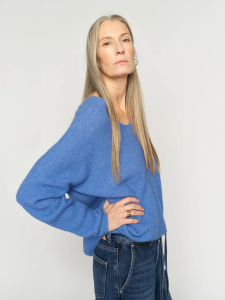 Mos Mosh Thora V-Neck Knit in Ultramarine