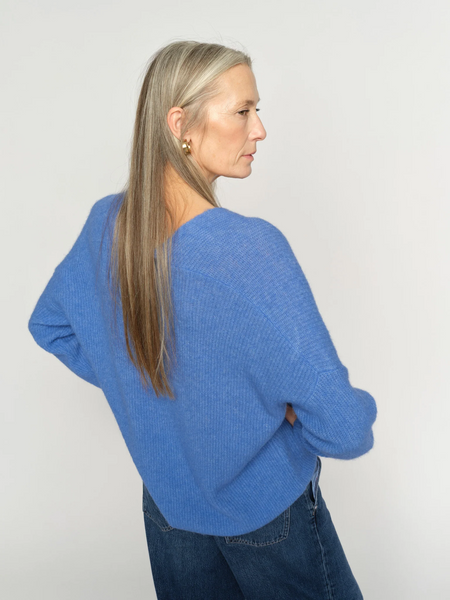 Mos Mosh Thora V-Neck Knit in Ultramarine