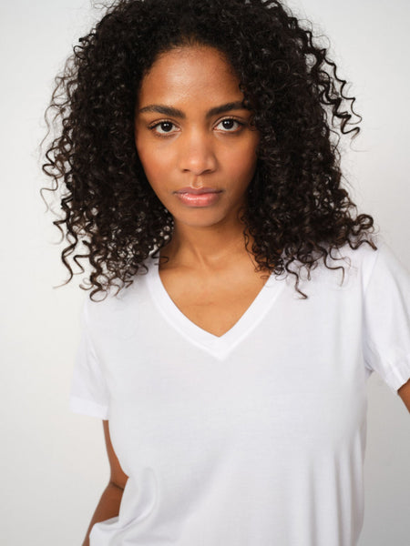 Mos Mosh Dala V-SS Basic Tee in White