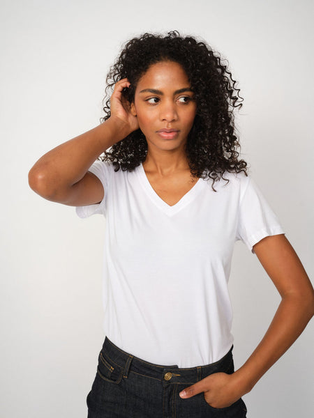 Mos Mosh Dala V-SS Basic Tee in White