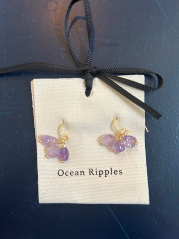 Ocean Ripples Amethyst Cluster Earrings C310