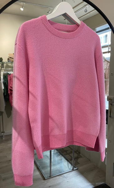 Jumper 1234 Contrast Lurex Rib Crew in Rosebud