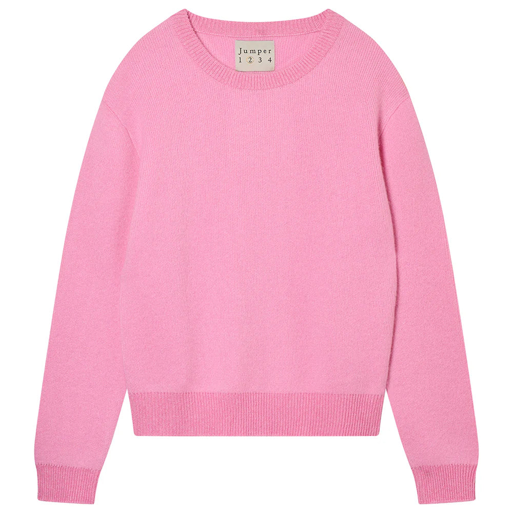 Jumper 1234 Contrast Lurex Rib Crew in Rosebud