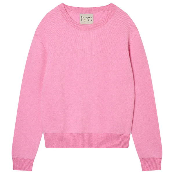 Jumper 1234 Contrast Lurex Rib Crew in Rosebud