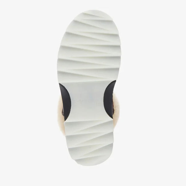 Emu Australia Blurred Micro in Chestnut W13129 Close-up of a shoe sole with a white and gray pattern on a white background