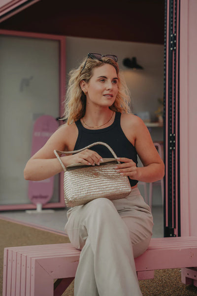 Ellyla Simi Baguette Bag in Metallic Gold