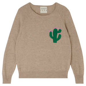 Jumper 1234 Cashmere Little Cactus Sweater in Oatmeal Brown