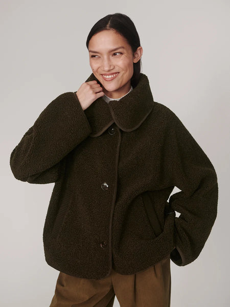 Varley Kellan Short Boxy Jacket in Olive Bark
