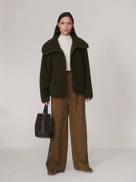 Varley Kellan Short Boxy Jacket in Olive Bark