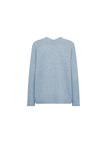 Mos Mosh Thora V-Neck Knit in Cashmere Blue