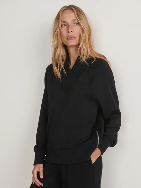 Varley Macie Zip Hem Sweater in Black