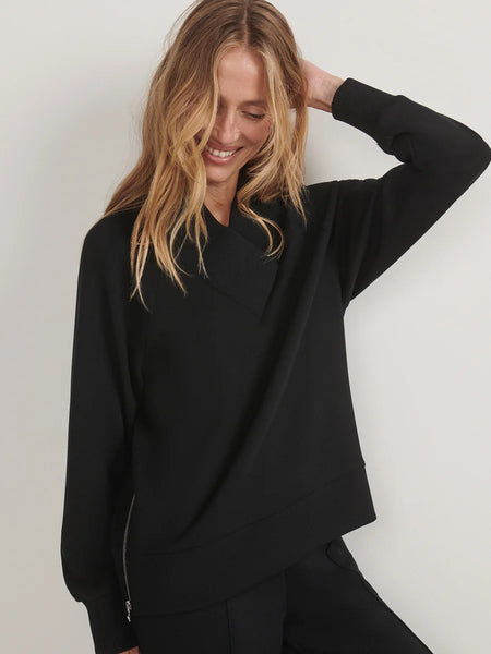 Varley Macie Zip Hem Sweater in Black