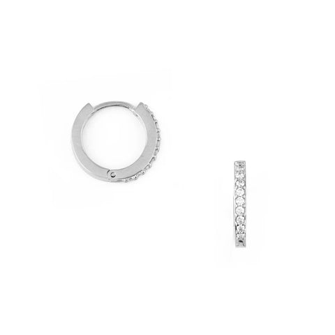 *LAST ONE!* Orelia Pave Huggie Hoop Earrings 12mm in Silver ORE22826