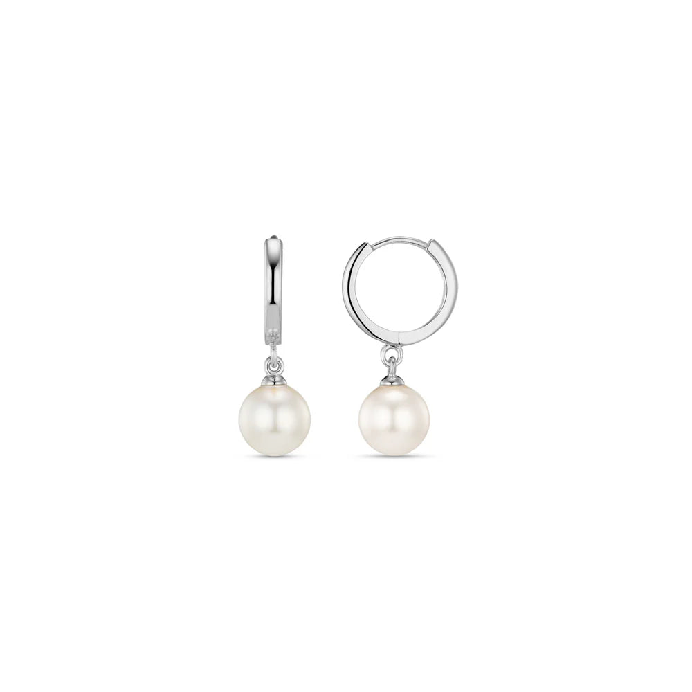 Orelia Pearl Drop Huggie hoops