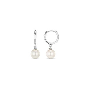 Orelia Pearl Drop Huggie hoops