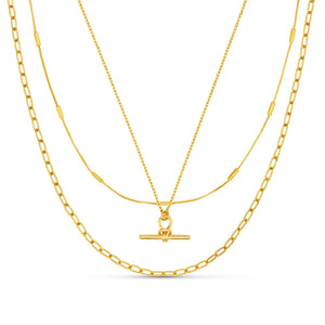 Orelia Dainty T-Bar 3 row Necklace