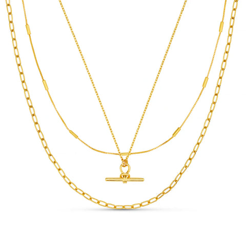 Orelia Dainty T-Bar 3 Row Necklace ORE29354