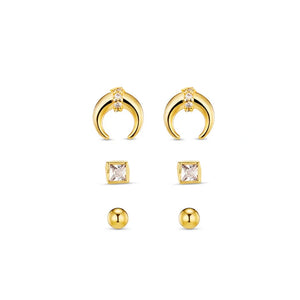 Orelia Pave Crescent Stud Earrings 3 Pack ORE30049