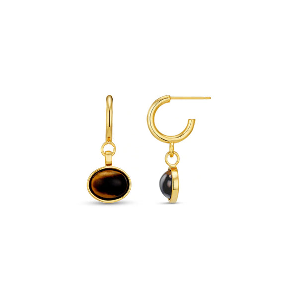Orelia Semi-Precious Tiger's Eye Drop Hoop Earrings ORE31521