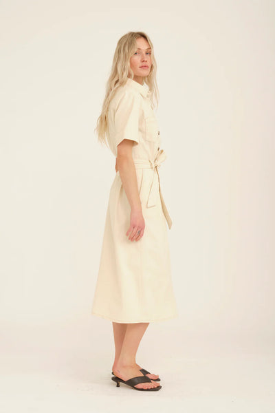 Pieszak Georgia Belted Dress in Ecru