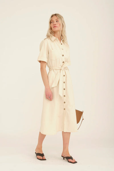 Pieszak Georgia Belted Dress in Ecru