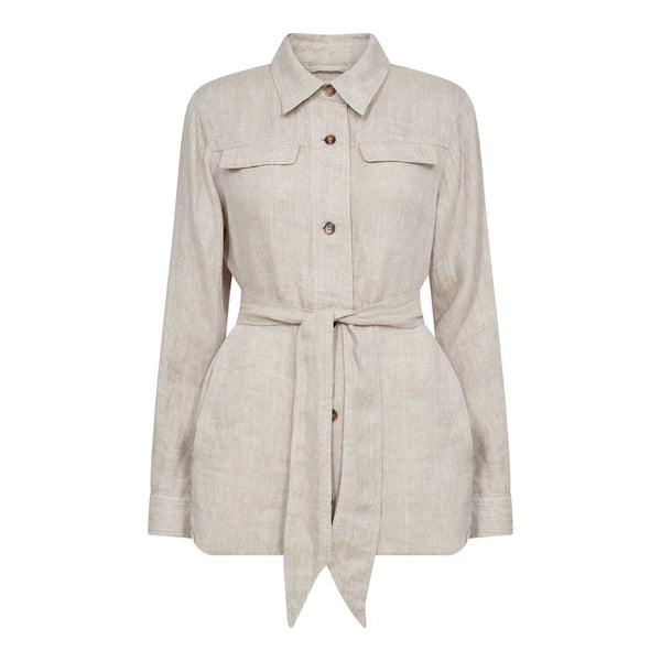 Pieszak Mya Oversized Linen Jacket in Chalk Beige