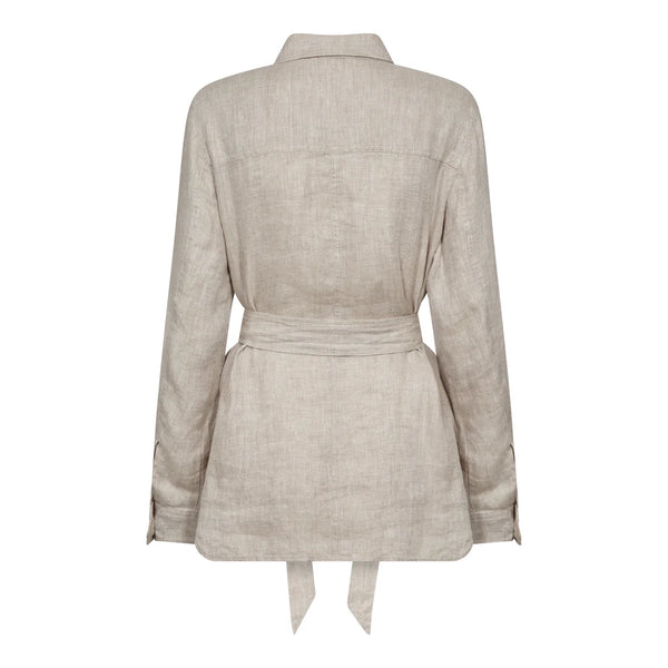 Pieszak Mya Oversized Linen Jacket in Chalk Beige