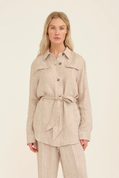 Pieszak Mya Oversized Linen Jacket in Chalk Beige