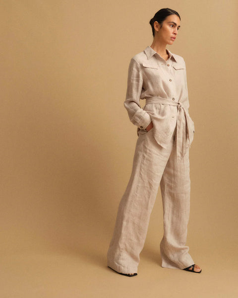 Pieszak Mya Linen Pant in Chalk Beige