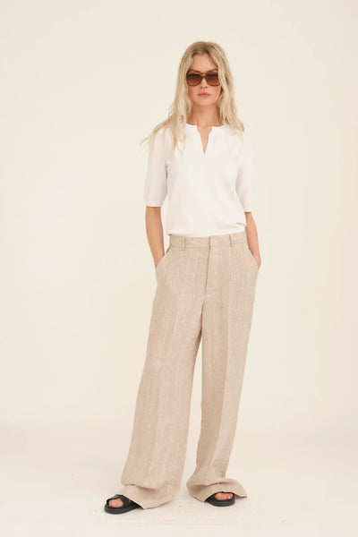 Pieszak Mya Linen Pant in Chalk Beige