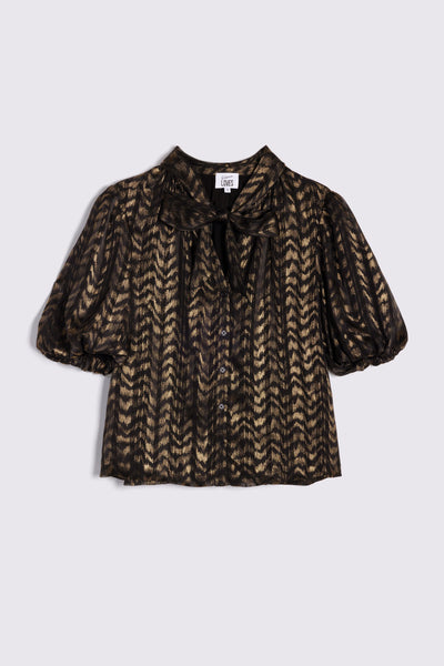 Eleven Loves Poppy Puff Sleeve Blouse in Gold